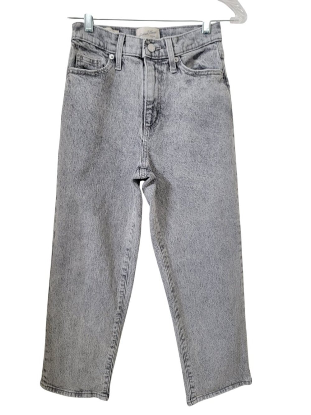 Universal Thread Size 0 / 25 S Vintage Straight Acid-Wash Gray Rigid Denim Jeans